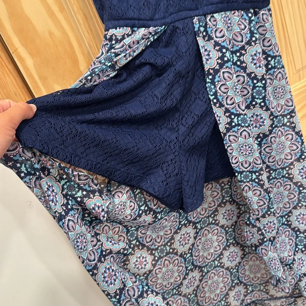 Justice Blue and Black High Low Sundress V-Neck shorts dress